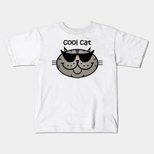 Cool Cat 2 - Grey Tabby Kids T-Shirt